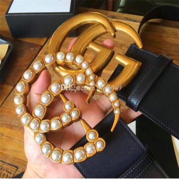 

2019 new fashion biggest buckle 7cm width genuine leather black belt with box women belts, Blue;gray