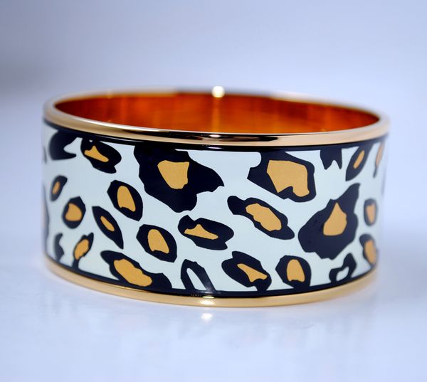 

18k gold-plated enamel bangle bracelet for woman leopard series bracelets bangles width 30 mm fashion jewelry as gift, Golden;silver