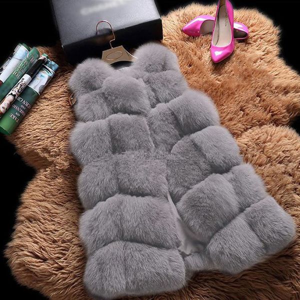 

faux fur sleeveless vest winter thick coats women 2018 new fashion casual jacket warm slim fake outerwear women winter vest, Black