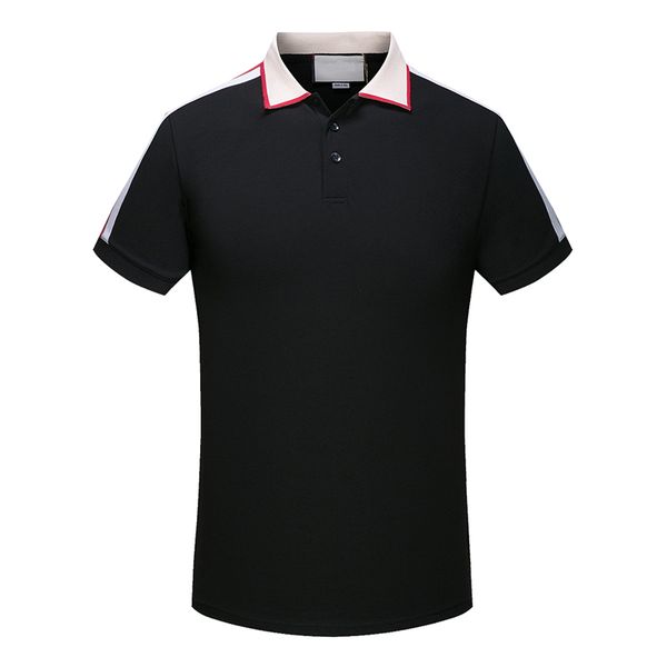 

new 2020 classic mens designer polos striped clothing men fabric letter polo t-shirt collar casual t-shirt tee, White;black