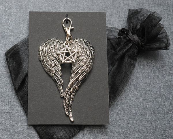 

2019 подвески hot metal сверхъестественное keychains vintage angel wing подвеска для сумки или автомобилей keyrings key chain держатель унис, Silver
