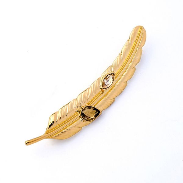 

decorative jewelry simple alloy diamond feather brooch temperament european and american fashion wild jacket accessories, Gray