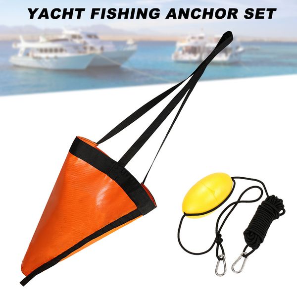 

newly 24/32 inch sea anchor drift sock trolling drift sock drogue with kayak tow rope line buoy ball bf88