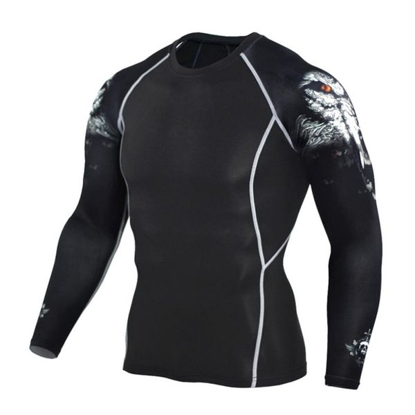 

2017 men sport jogging fitness t shirt training suit men's quick dry compression shirt long sleeve running tee, Black;blue