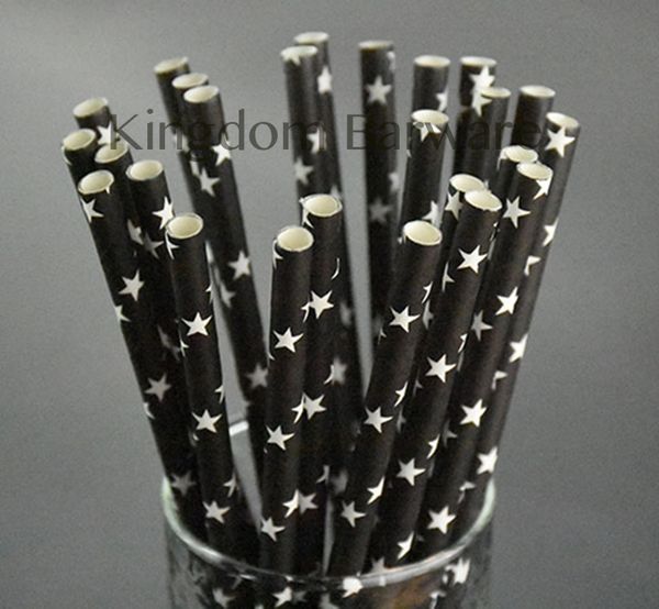 

paper straws- black stars straws party disposable straws (100 straws