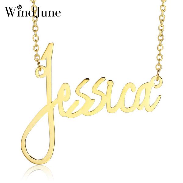 

windjune personalized custom name necklace & pendant for women customized nameplate necklace handmade jewelry gift, Silver