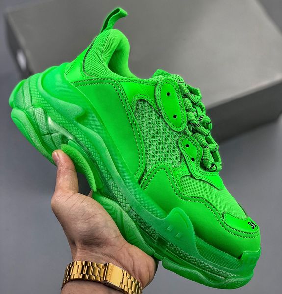 

2020 paris triple s clear sole green white tripler mens designer running shoes low platform sneakers triple-s women sports luxury dad shoes, White;red