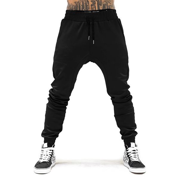 

new autumn brand mens joggers pants cotton streetwear sweatpant gym sporting trousers fitness bodybuilding sweat pants, Black