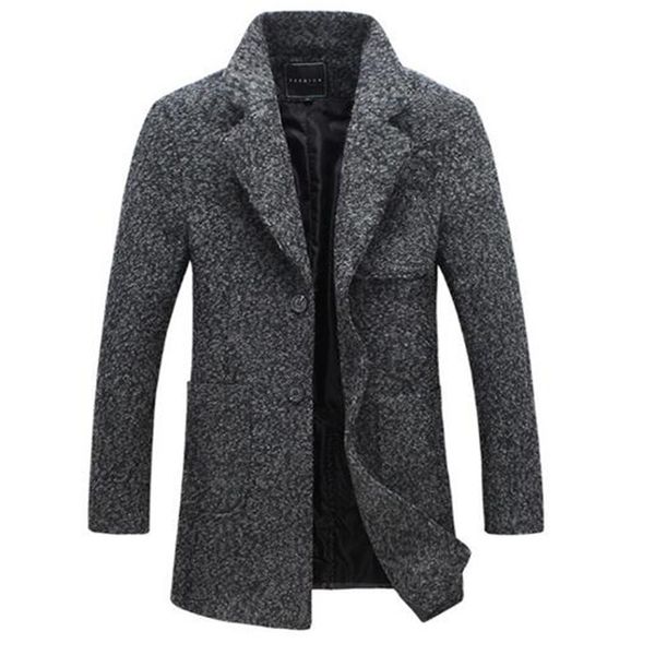 

2017 autumn men dust coat woolen overcoat slim fit outwear 2 colors m-5xl, Black