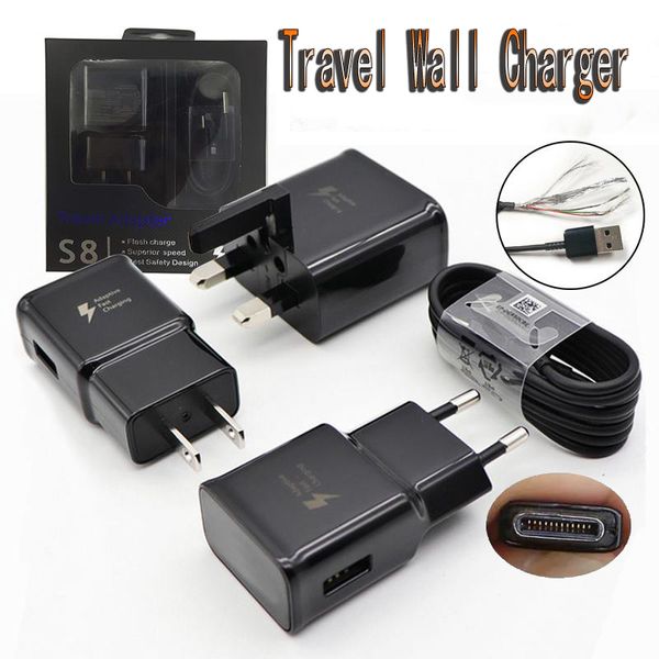 

2 in 1 wall charger adapter fa t charging travel wall charger and 1 2m micro u b data cable for am ung galaxy 7 8 with retail packag