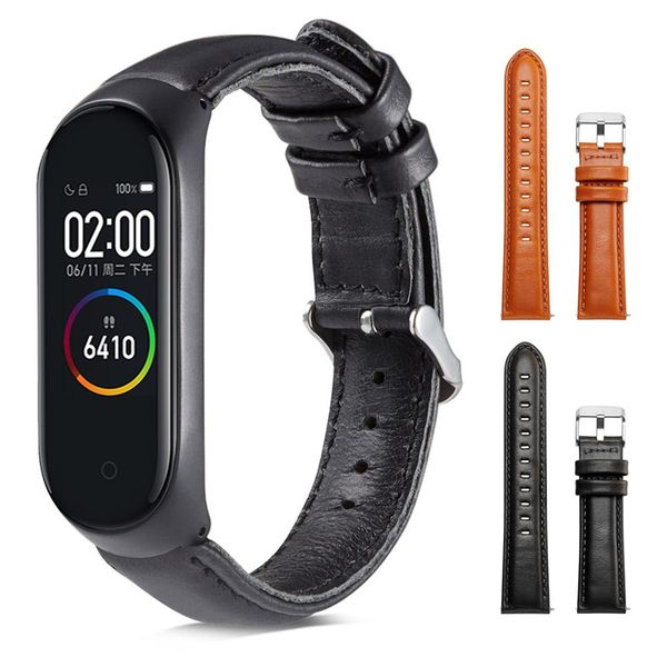 

rigardu браслет замена ремешок для mi band 4 роскошный кожаный ремешок браслет xiomi xaomi miband band4 браслеты, Black;brown