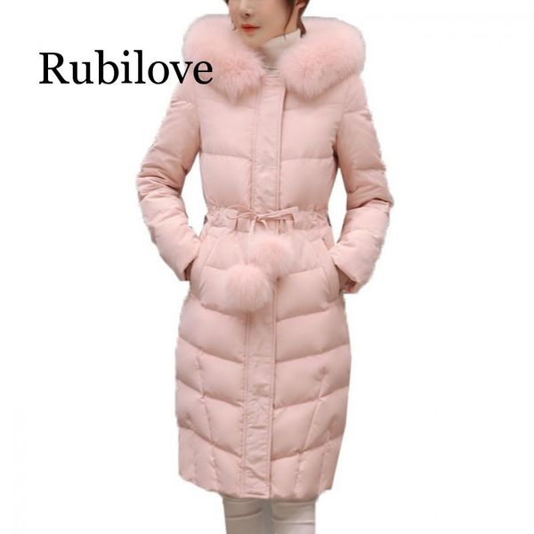 

rubilove winter jacket female parka coat feminina plus size long hooded down cotton coat thick long warm outerwear women ja, Black