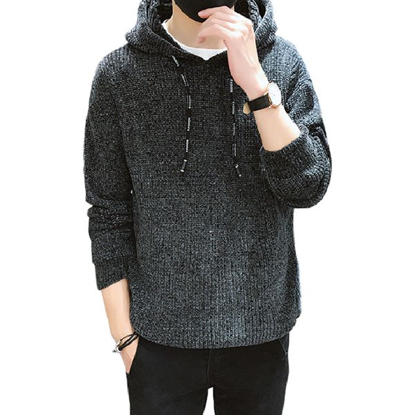 

mens sweaters 2019 autumn and winter new fashion casual plus sizemen clothes knitted sweater with hood, White;black