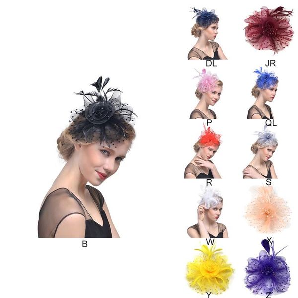 

клипы чародей cap шпильки дамы цветок top hat волос коктейль rose dot вуаль формальное элегантный кружева pearl headwear oplmw, White