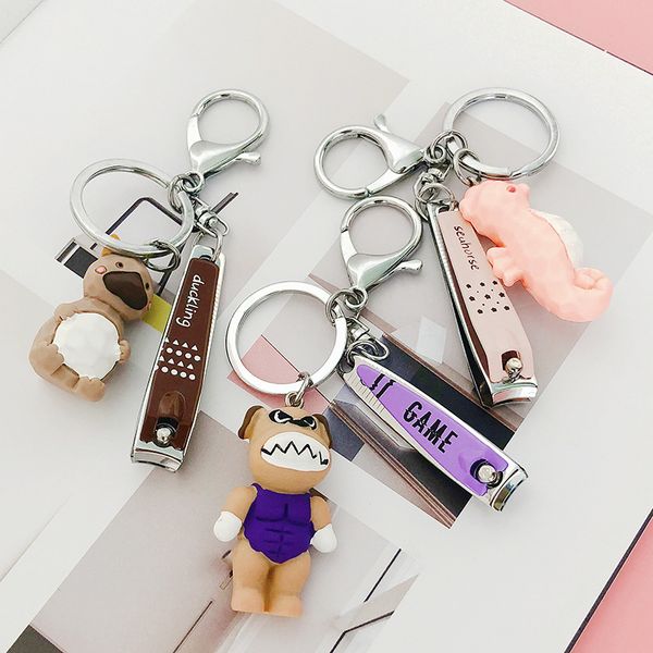 

2019 новый милый маленький медведь пингвин когтерез ключевые цепи цепи женщины подвеска автомобиля студент сумка ключевые украшения креативн, Silver