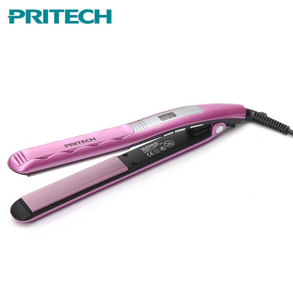 

pritech 100-240v professional hair straightener comb digital flat iron ceramic coating plates hair iron brush styling tool, Black