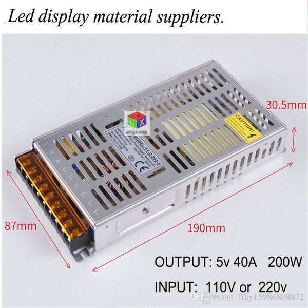 

ce certification ultra-thin led display power yy-d-200-5 switchable input voltage 220v/110v stable operation power supply