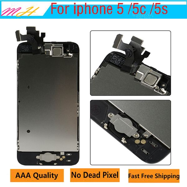 

for apple iphone 5s lcd screen glass replacement digitizer assembly+front camera +home button full set assembled black & white