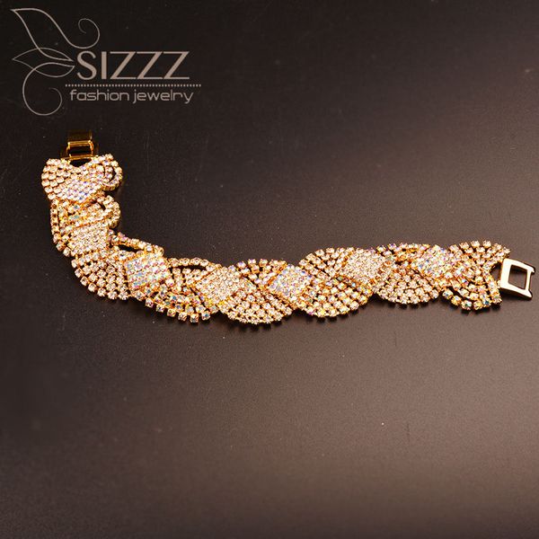 

sizzz 2019 european and american jewelry wholesale wild full rhinestone gold fashion bracelet&bangles for women, Golden;silver