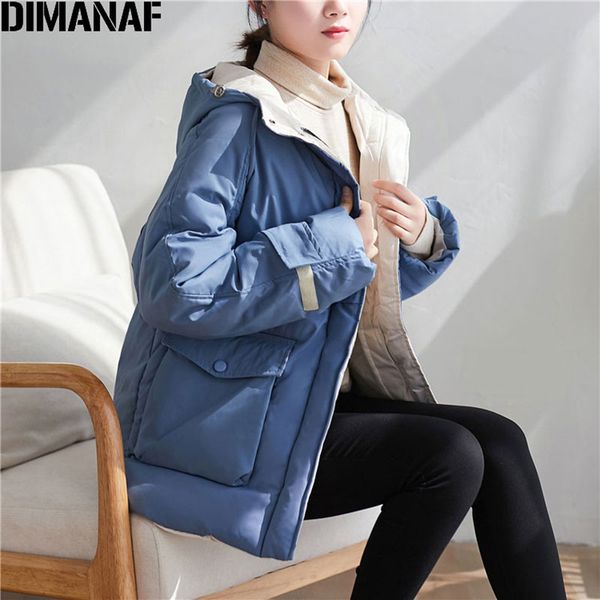 

dimanaf autumn winter women parkas coat plus size cotton clothing thicken warm female loose outerwear hooded zipper overcoat, Black