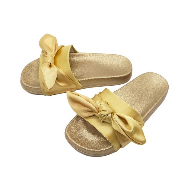 

summer womens ladies bow knot slip on open toe slippers summer sandals shoes, Black