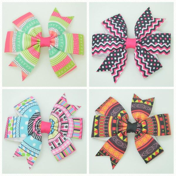 

supwrf 3,1 «» полосатый розовый дети волос аксессуары для волос смычка с зажимом ленты головной убор оптовой  pcs t0929, Slivery;white