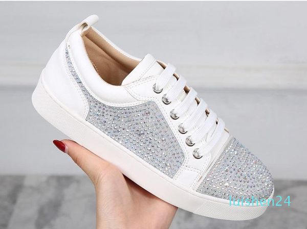 

red bottom low cut spikes flats designer shoes for men women leather suedue red bottoms sneakers designer shoes 35-46 l24, Black