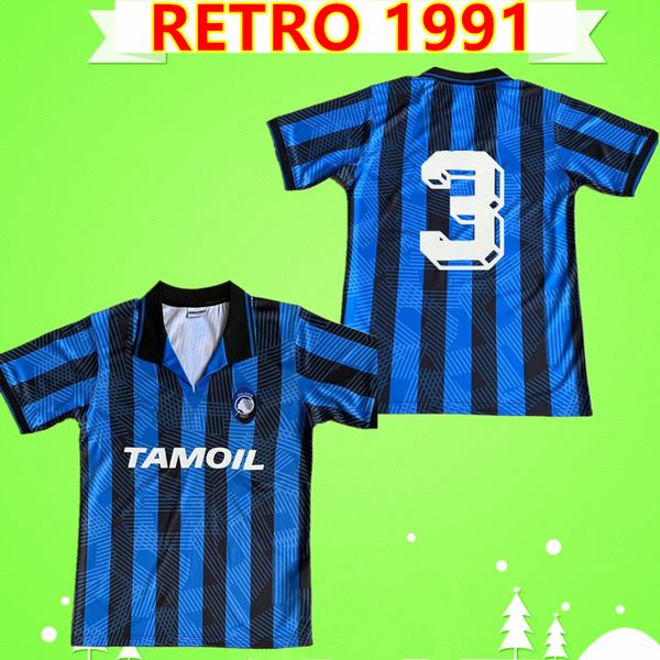 

retro atalanta b.c. home blue soccer jerseys .muriel ilicic gomez feule duvan de room 1991 1992 vintage football shirt thai quality, Black;yellow