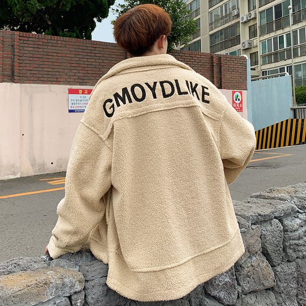 

men's cotton clothing 2019 autumn and winter new loose lamb hair cotton clothing youth personality fashion trend men's, Black