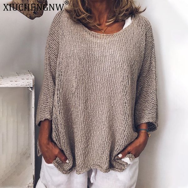 

sweaters women jumpers short knit thin female white hollow-out high-street autumn plus-size casual long-sleeve loose hollow, White;black