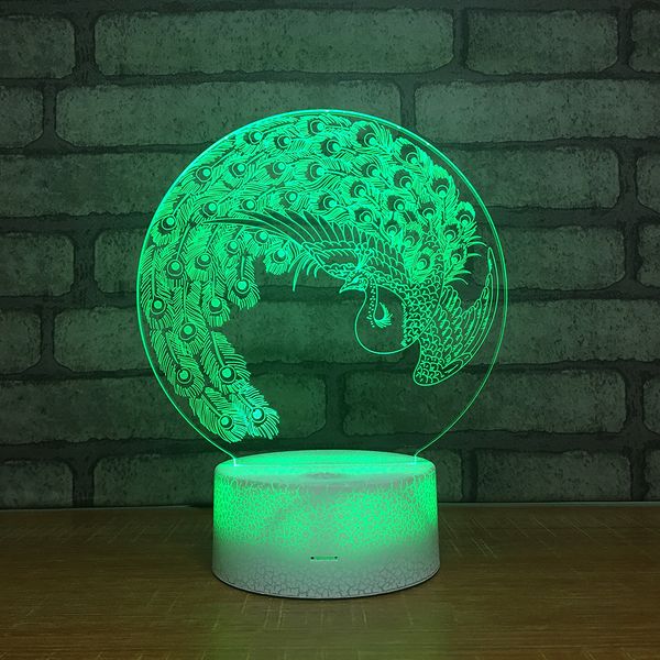 

acrylic personality led night light colorful remote control phoenix 3d touch lamp white base lovely 7 color change 3d lamp