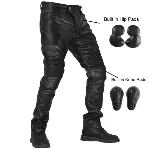 

motorcycle riding jeans motocross racing pants pu leather waterproof windproof for men women with 4 x upgrade ce knee hip pads