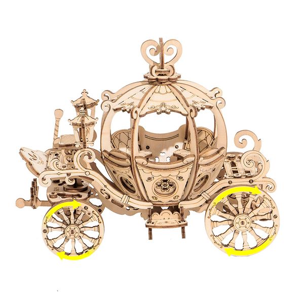 

robotime 3d wooden puzzle games assembly pumpkin cart model toys for children kids girls birthday gift y200414