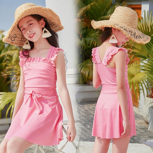 

children's female 2020 one-piece skirt 10-13 years old cute dress swim swimsuit princess holiday swimming suit nt526893, White;black
