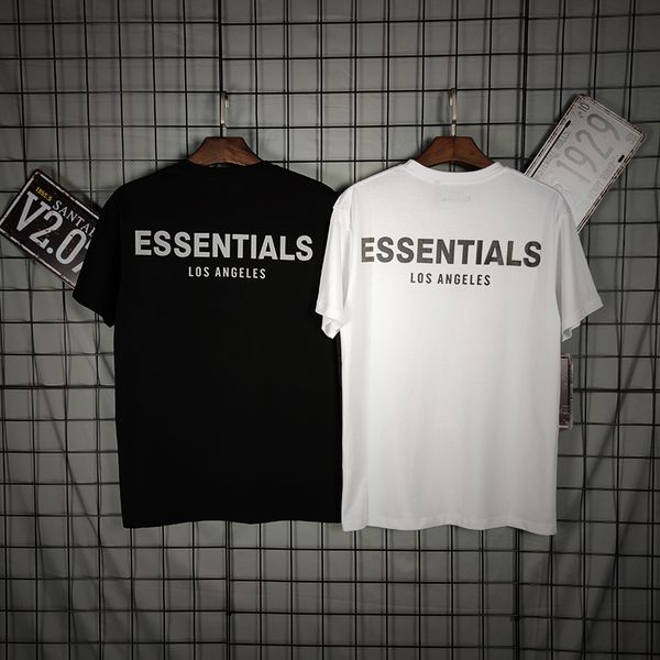 

popular brand essentials boxy reflective los angeles limited 3m reflective fog rich loose short-sleeved t-shirt men, White;black