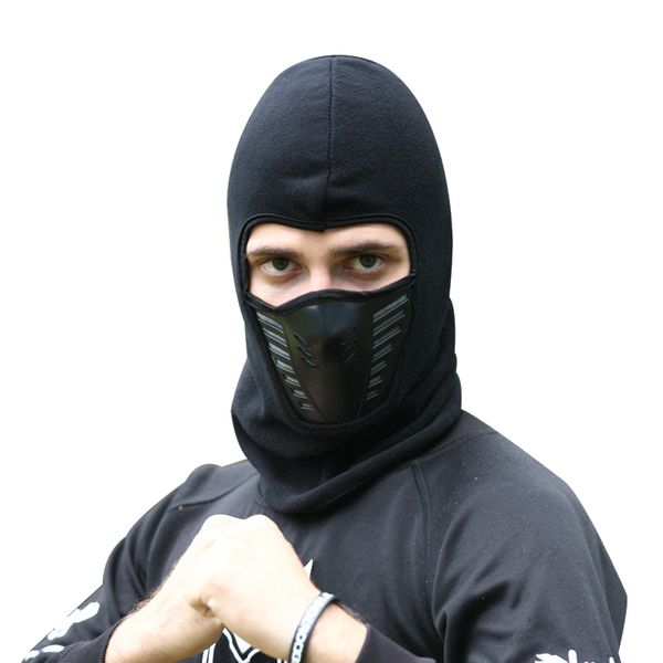 

winter fleece full face mask cycling face mask anti-dust windproof snowboard hood bikethermal balaclavas scarf cold headwear, Black