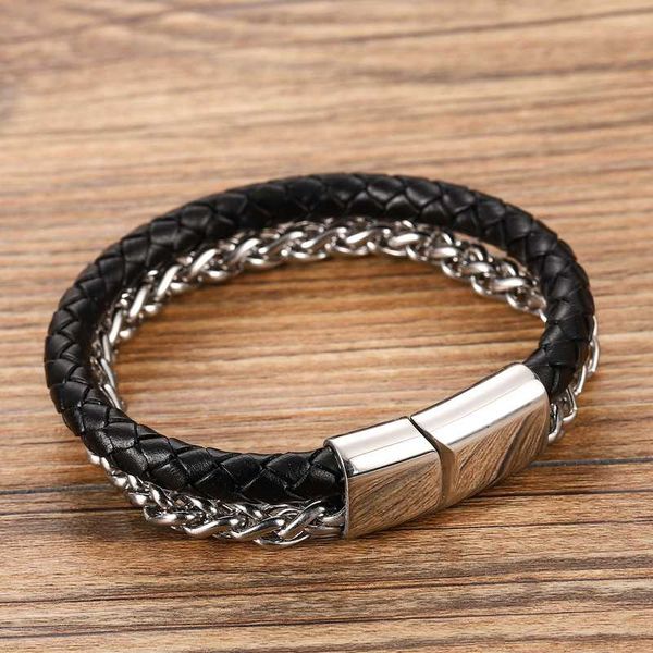 

charm bracelets 2021 fashion men chain leather bracelet wholesale and 3 colors to choose chakra, Golden;silver