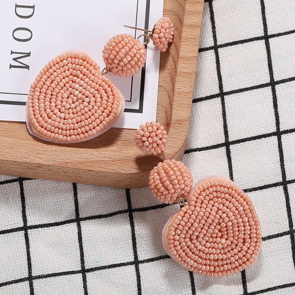 

miwens 2019 new handmade beads heart dangle earrings for women bridal ethinic beaded ball statement pendant earring boho jewelry, Silver