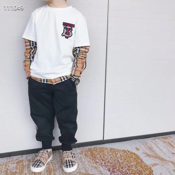 

fake two t-shirts fashionable printing kids baby boys t shirts summer casual white cotton kids boys clothing, Blue