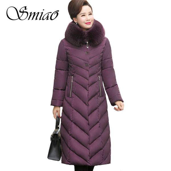 

2019 big fur collar winter coat women thick parka hooded plus size 5xl long winter cotton down jacket women outwear for mom, Black