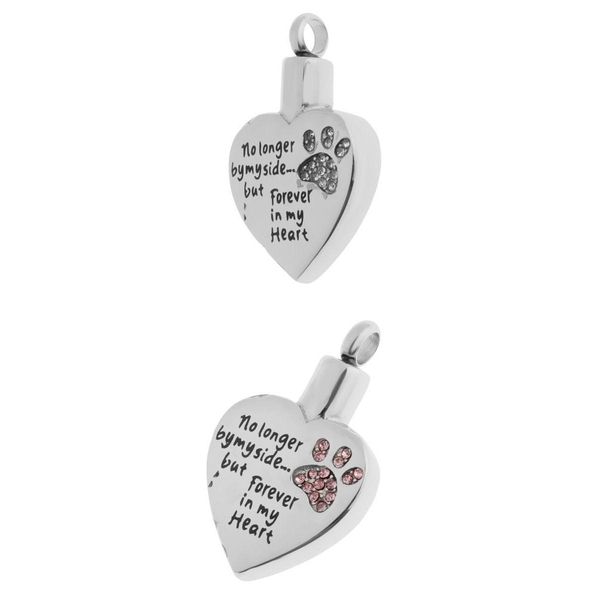 

2 pcs ''no longer by my side forever in my heart'' urn holder memorial pendant ash keepsake, Silver