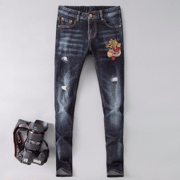 

2019 wild mens jeans casual denim pants mens long trousers 191127-6385**6023, White;black
