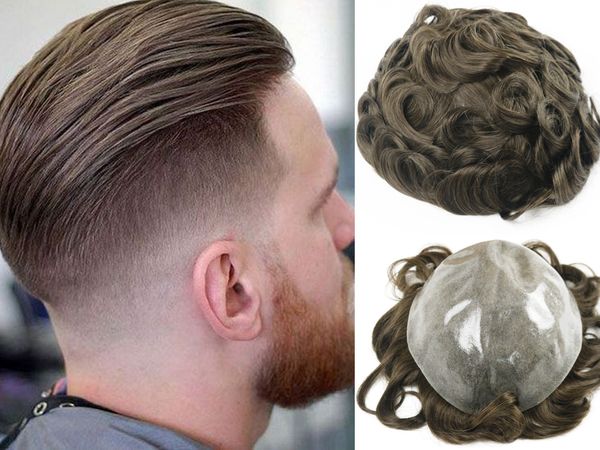 

selling brown #4 color toupee for men silicone lace hair pieces brazilian virgin human hair replacement, Black;brown