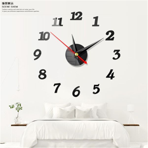 

2020 new clock watch wall clocks 3d diy acrylic mirror stickers home decoration living room quartz needle
