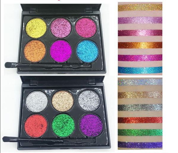

6 colors eyeshadow palette with brush diamond sequins beauty makeup eye shadow brand in stock
