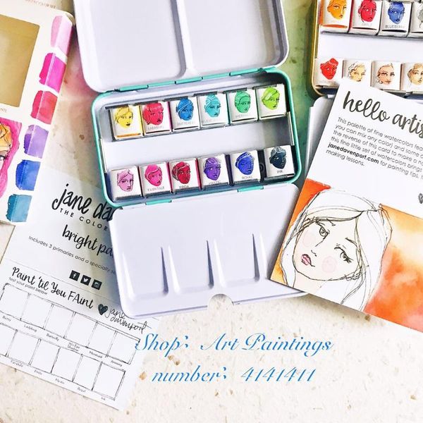 

jane davenpor import from america solid color water color coloured box set aquarela watercolour acquerello set aquarelpapier