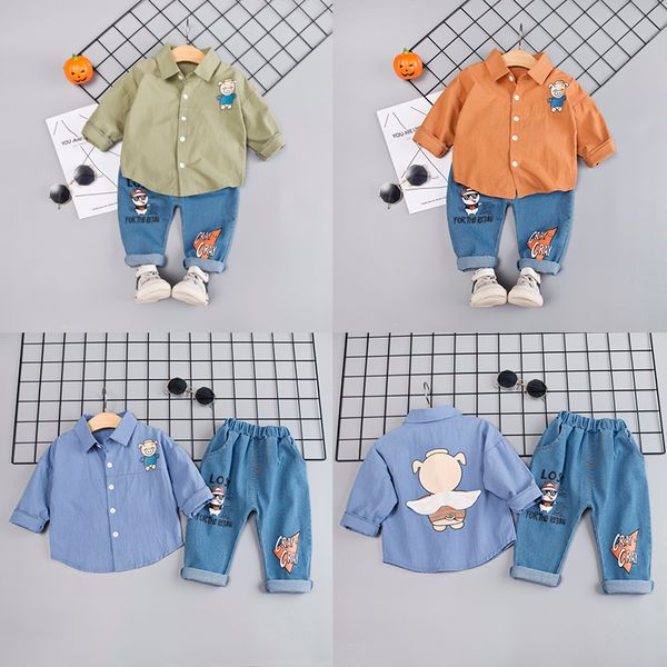 

baby boy clothes summer kids clothes sets t-shirt+jean pants suit printed newborn sport suits, White