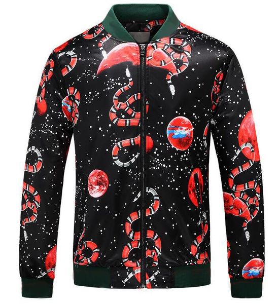 

european style fashion brand jackets for mens outerwear with snake patterns luxury mens designer jacket coats winter clothing, Black;brown