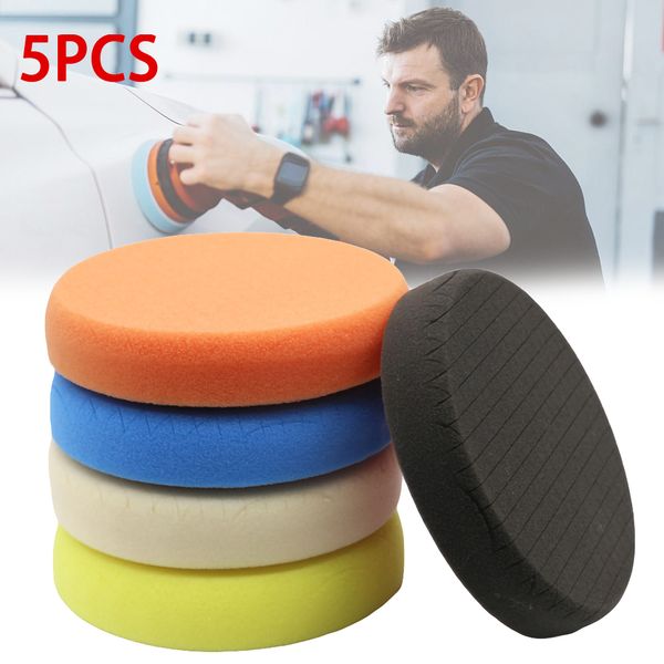 

5pcs/set car polishing pad kits 6 inch auto polishing sponge wheel waxing pad grid wheel mirror restoration disk
