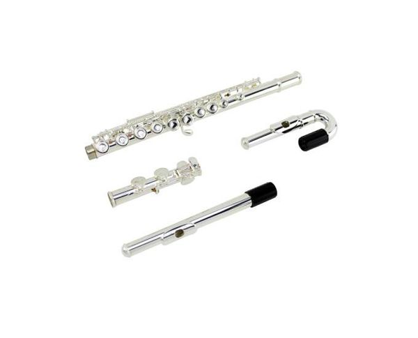 MARGEWATE MGT-F220 Flöte mit 16 Schlüssellöchern, geschlossen, gebogen, C-Stimmung, Kupfernickel, versilbert, Kinderflöte, Musikinstrument